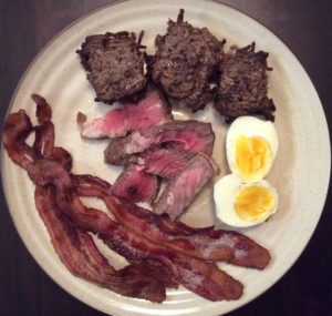Beef Meat Bars, Steak, Bacon, Boiled Eggs